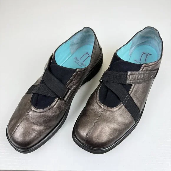 Thierry Rabotin Lena Walking Shoes Crisscross Elastic Strap and Soft Leather - Picture 1 of 10